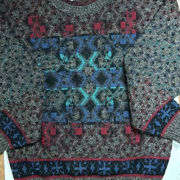 Mens vintage 90s knit wool blend sweater coogi style LONDON FOG medium crew neck - Picture 10 of 10